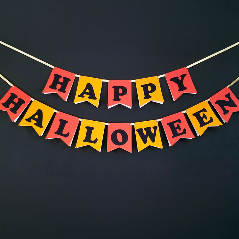 HAPPY HALLOWEENのフラッグガーランド|ハロウィン飾り・壁面装飾